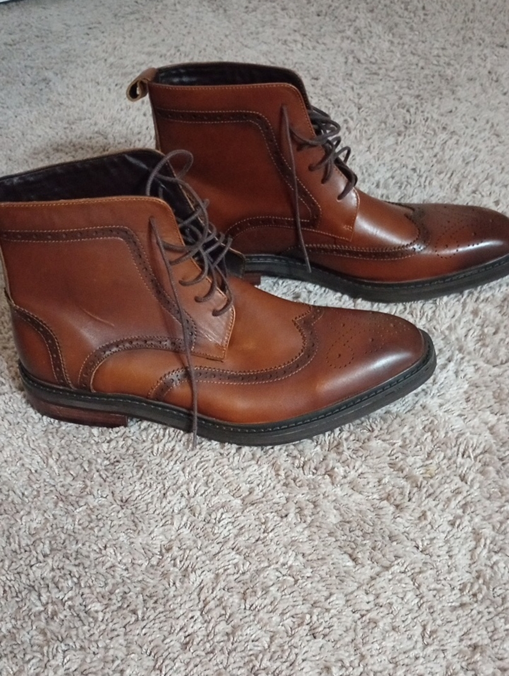 Express Men's Tan Brown 100%  Leather Chukka Wingtip Boots Size 11